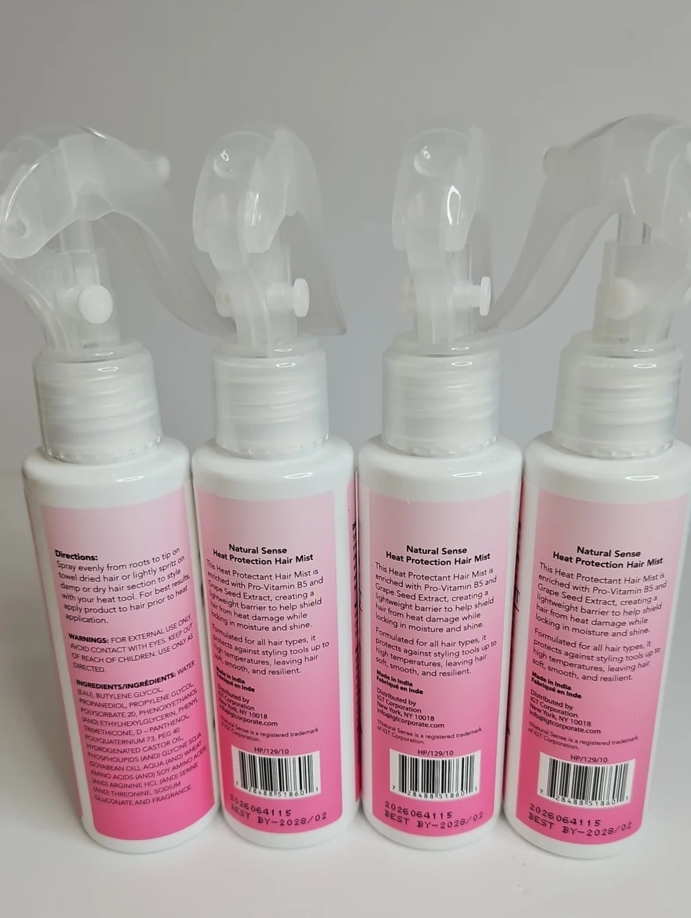 🌿NATURAL SENSE HEAT PROTECTANT HAIR MIST W / GRAPE SEED EXTRACT & VITAMIN B5 4x